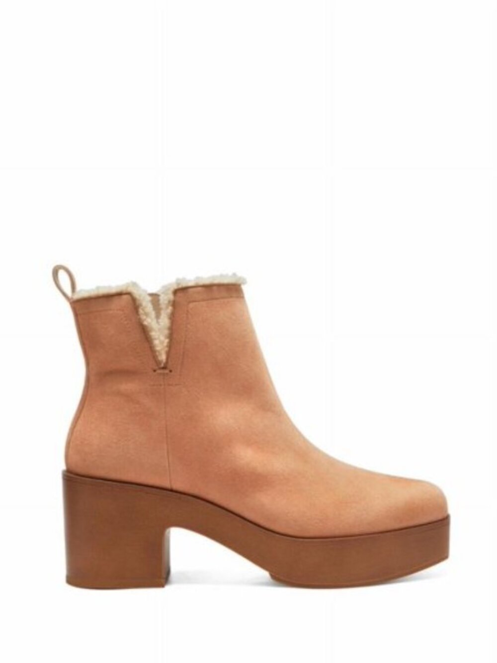 Vince Camuto Rafella Tan Latte Block Heel Bootie Platform Fur Lined Ankle Boot 9